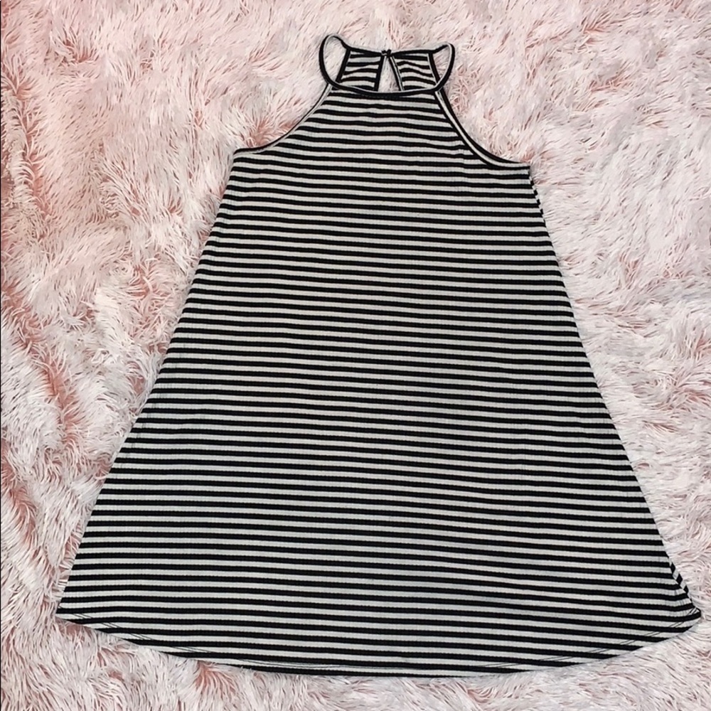 Striped high neck dress